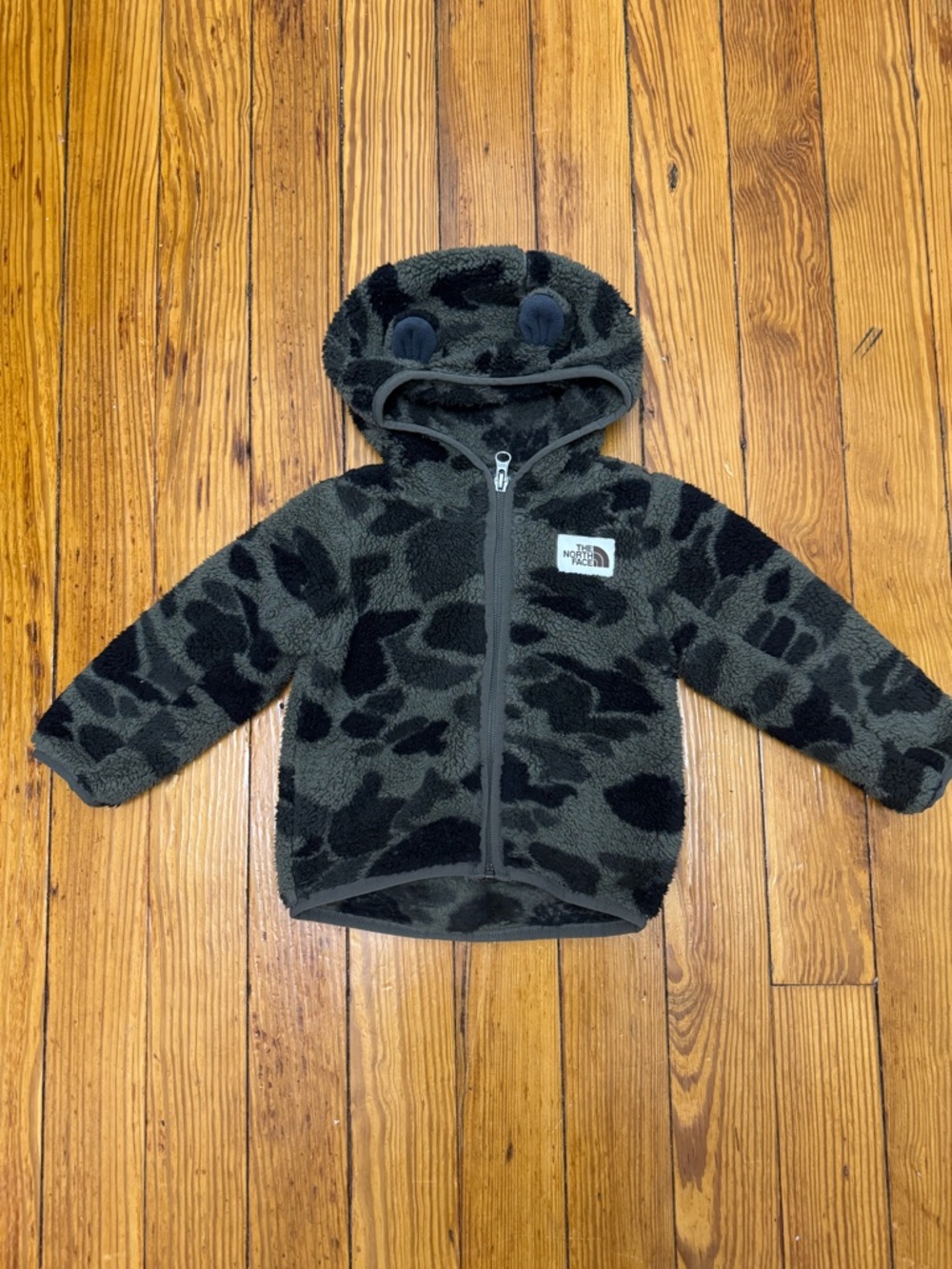 The North Face Kids Fleece Hoodie with Ears - Olive Black Camo